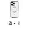 MARSİLYAN™- iPhone 16 Pro Max Kılıf Nova Işık Özel Seri - Siyah Bilvis 3D Cam Ekran Koruyucu + PVD Metal Kamera Lens - GS