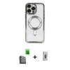 MARSİLYAN™- iPhone 16 Pro Max Kılıf Nova Işık Özel Seri - Siyah Bilvis 3D Cam Ekran Koruyucu + Raze Metal Kamera Lens - SH