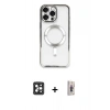 MARSİLYAN™- iPhone 16 Pro Max Kılıf Nova Işık Özel Seri - Siyah Bilvis 3D Cam Ekran Koruyucu + PVD Metal Kamera Lens - SH
