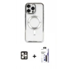 MARSİLYAN™- iPhone 16 Pro Max Kılıf Nova Işık Özel Seri - Siyah Bilvis 3X AR Hayalet Cam Ekran Koruyucu + PVD Metal Kamera Lens - GD