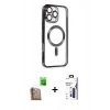 MARSİLYAN™- iPhone 16 Pro Max Kılıf Nova Işık Özel Seri - Siyah Bilvis 3X AR Hayalet Cam Ekran Koruyucu + Raze Metal Kamera Lens - CLTM