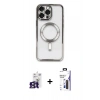 MARSİLYAN™- iPhone 16 Pro Max Kılıf Nova Işık Özel Seri - Siyah Bilvis 3X AR Hayalet Cam Ekran Koruyucu + Bilvis Titan Kamera Lens - TMGI