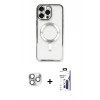 MARSİLYAN™- iPhone 16 Pro Max Kılıf Nova Işık Özel Seri - Siyah Bilvis 3X AR Hayalet Cam Ekran Koruyucu + Pers Alüminyum Kamera Lens - GS