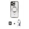 MARSİLYAN™- iPhone 16 Pro Max Kılıf Nova Işık Özel Seri - Siyah Bilvis 3X AR Hayalet Cam Ekran Koruyucu + PVD Metal Kamera Lens - SH