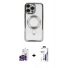 MARSİLYAN™- iPhone 16 Pro Max Kılıf Nova Işık Özel Seri - Siyah Bilvis 3X AR Hayalet Cam Ekran Koruyucu + Bilvis Titan Kamera Lens - SH
