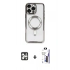 MARSİLYAN™- iPhone 16 Pro Max Kılıf Nova Işık Özel Seri - Siyah Bilvis 3X AR Hayalet Cam Ekran Koruyucu + PVD Metal Kamera Lens - GS