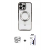 MARSİLYAN™- iPhone 16 Pro Max Kılıf Nova Işık Özel Seri - Siyah Bilvis 3X AR Hayalet Cam Ekran Koruyucu + Pers Alüminyum Kamera Lens - GS