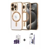 MARSİLYAN™- iPhone 16 Pro Max Kılıf Nova Işık Özel Seri - Siyah Bilvis 3X AR Hayalet Cam Ekran Koruyucu + Bilvis Titan Kamera Lens - SH