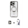 MARSİLYAN™- iPhone 16 Pro Max Kılıf Nova Işık Özel Seri - Siyah Bilvis 3X AR Hayalet Cam Ekran Koruyucu + PVD Metal Kamera Lens - GD