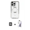 MARSİLYAN™- iPhone 16 Pro Max Kılıf Nova Işık Özel Seri - Siyah Bilvis 3X AR Hayalet Cam Ekran Koruyucu + PVD Metal Kamera Lens - SH