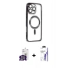 MARSİLYAN™- iPhone 16 Pro Max Kılıf Nova Işık Özel Seri - Siyah Bilvis 3X AR HD Cam Ekran Koruyucu + Bilvis Titan Kamera Lens - GS