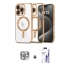 MARSİLYAN™- iPhone 16 Pro Max Kılıf Nova Işık Özel Seri - Siyah Bilvis 3X AR HD Cam Ekran Koruyucu + Pers Alüminyum Kamera Lens - GI