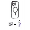 MARSİLYAN™- iPhone 16 Pro Max Kılıf Nova Işık Özel Seri - Siyah Bilvis 3X AR HD Cam Ekran Koruyucu + Pers Alüminyum Kamera Lens - GI