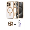 MARSİLYAN™- iPhone 16 Pro Max Kılıf Nova Işık Özel Seri - Siyah Bilvis 3X AR HD Cam Ekran Koruyucu + Pers Alüminyum Kamera Lens - CLTM