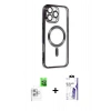 MARSİLYAN™- iPhone 16 Pro Max Kılıf Nova Işık Özel Seri - Siyah Bilvis 3X AR HD Cam Ekran Koruyucu + Raze Metal Kamera Lens - BZ