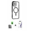 MARSİLYAN™- iPhone 16 Pro Max Kılıf Nova Işık Özel Seri - Siyah Bilvis 3X AR HD Cam Ekran Koruyucu + Raze Metal Kamera Lens - SH