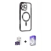 MARSİLYAN™- iPhone 16 Pro Max Kılıf Nova Işık Özel Seri - Siyah Bilvis 5in1 3D Magic Cam Ekran Koruyucu + Bilvis Titan Kamera Lens - TMGI