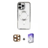 MARSİLYAN™- iPhone 16 Pro Max Kılıf Nova Işık Özel Seri - Siyah Bilvis 5in1 3D Magic Cam Ekran Koruyucu + Pers Alüminyum Kamera Lens - CLTM
