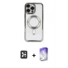 MARSİLYAN™- iPhone 16 Pro Max Kılıf Nova Işık Özel Seri - Siyah Bilvis 5in1 3D Magic Cam Ekran Koruyucu + PVD Metal Kamera Lens - SH