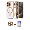 MARSİLYAN™- iPhone 16 Pro Max Kılıf Nova Işık Özel Seri - Siyah Bilvis 5in1 3D Magic Cam Ekran Koruyucu + Pers Alüminyum Kamera Lens - CLTM