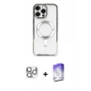 MARSİLYAN™- iPhone 16 Pro Max Kılıf Nova Işık Özel Seri - Siyah Bilvis 5in1 3D Magic Cam Ekran Koruyucu + Pers Alüminyum Kamera Lens - GS