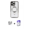 MARSİLYAN™- iPhone 16 Pro Max Kılıf Nova Işık Özel Seri - Siyah Bilvis 5in1 3D Magic Cam Ekran Koruyucu + Pers Alüminyum Kamera Lens - GS