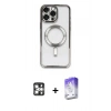 MARSİLYAN™- iPhone 16 Pro Max Kılıf Nova Işık Özel Seri - Siyah Bilvis 5in1 3D Magic Cam Ekran Koruyucu + PVD Metal Kamera Lens - GS