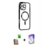 MARSİLYAN™- iPhone 16 Pro Max Kılıf Nova Işık Özel Seri - Siyah Bilvis 5in1 3D Magic Cam Ekran Koruyucu + Raze Metal Kamera Lens - CLTM