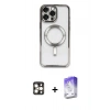 MARSİLYAN™- iPhone 16 Pro Max Kılıf Nova Işık Özel Seri - Siyah Bilvis 5in1 3D Magic Cam Ekran Koruyucu + Gold PVD Metal Kamera Lens