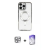 MARSİLYAN™- iPhone 16 Pro Max Kılıf Nova Işık Özel Seri - Siyah Bilvis 5in1 3D Magic Cam Ekran Koruyucu + Gri Pers Alüminyum Kamera Lens