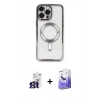 MARSİLYAN™- iPhone 16 Pro Max Kılıf Nova Işık Özel Seri - Siyah Bilvis 5in1 5D Magic Hayalet Cam Ekran Koruyucu + Bilvis Titan Kamera Lens - TMGI