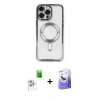 MARSİLYAN™- iPhone 16 Pro Max Kılıf Nova Işık Özel Seri - Siyah Bilvis 5in1 5D Magic Hayalet Cam Ekran Koruyucu + Raze Metal Kamera Lens - BZ