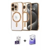 MARSİLYAN™- iPhone 16 Pro Max Kılıf Nova Işık Özel Seri - Siyah Bilvis 5in1 5D Magic Hayalet Cam Ekran Koruyucu + Bilvis Titan Kamera Lens - TMGI