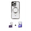 MARSİLYAN™- iPhone 16 Pro Max Kılıf Nova Işık Özel Seri - Siyah Bilvis 5in1 5D Magic Hayalet Cam Ekran Koruyucu + Siyah Bilvis Titan Kamera Lens