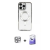 MARSİLYAN™- iPhone 16 Pro Max Kılıf Nova Işık Özel Seri - Siyah Bilvis 5in1 5D Magic Hayalet Cam Ekran Koruyucu + Pers Alüminyum Kamera Lens - GI