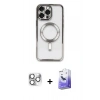 MARSİLYAN™- iPhone 16 Pro Max Kılıf Nova Işık Özel Seri - Siyah Bilvis 5in1 5D Magic Hayalet Cam Ekran Koruyucu + Pers Alüminyum Kamera Lens - GS