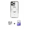 MARSİLYAN™- iPhone 16 Pro Max Kılıf Nova Işık Özel Seri - Siyah Bilvis 5in1 5D Magic Hayalet Cam Ekran Koruyucu + Pers Alüminyum Kamera Lens - GS