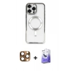 MARSİLYAN™- iPhone 16 Pro Max Kılıf Nova Işık Özel Seri - Siyah Bilvis 5in1 5D Magic Hayalet Cam Ekran Koruyucu + Pers Alüminyum Kamera Lens - CLTM