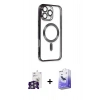 MARSİLYAN™- iPhone 16 Pro Max Kılıf Nova Işık Özel Seri - Siyah Bilvis 5in1 5D Magic Hayalet Cam Ekran Koruyucu + Bilvis Titan Kamera Lens - GS