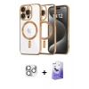 MARSİLYAN™- iPhone 16 Pro Max Kılıf Nova Işık Özel Seri - Siyah Bilvis 5in1 5D Magic Hayalet Cam Ekran Koruyucu + Pers Alüminyum Kamera Lens - GS