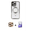 MARSİLYAN™- iPhone 16 Pro Max Kılıf Nova Işık Özel Seri - Siyah Bilvis 5in1 5D Magic Hayalet Cam Ekran Koruyucu + Pers Alüminyum Kamera Lens - CLTM