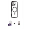 MARSİLYAN™- iPhone 16 Pro Max Kılıf Nova Işık Özel Seri - Siyah Bilvis Hayalet Cam Ekran Koruyucu + Bilvis Titan Kamera Lens - SH