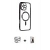 MARSİLYAN™- iPhone 16 Pro Max Kılıf Nova Işık Özel Seri - Siyah Bilvis Hayalet Cam Ekran Koruyucu + Pers Alüminyum Kamera Lens - GS
