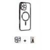 MARSİLYAN™- iPhone 16 Pro Max Kılıf Nova Işık Özel Seri - Siyah Bilvis Hayalet Cam Ekran Koruyucu + Pers Alüminyum Kamera Lens - GI