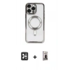 MARSİLYAN™- iPhone 16 Pro Max Kılıf Nova Işık Özel Seri - Siyah Bilvis Hayalet Cam Ekran Koruyucu + PVD Metal Kamera Lens - SH