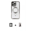 MARSİLYAN™- iPhone 16 Pro Max Kılıf Nova Işık Özel Seri - Siyah Bilvis Hayalet Cam Ekran Koruyucu + PVD Metal Kamera Lens - GS