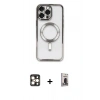 MARSİLYAN™- iPhone 16 Pro Max Kılıf Nova Işık Özel Seri - Siyah Bilvis Hayalet Cam Ekran Koruyucu + PVD Metal Kamera Lens - GD