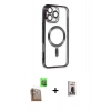 MARSİLYAN™- iPhone 16 Pro Max Kılıf Nova Işık Özel Seri - Siyah Bilvis Hayalet Cam Ekran Koruyucu + Raze Metal Kamera Lens - CLTM