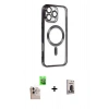 MARSİLYAN™- iPhone 16 Pro Max Kılıf Nova Işık Özel Seri - Siyah Bilvis Hayalet Cam Ekran Koruyucu + Raze Metal Kamera Lens - NLGY