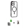 MARSİLYAN™- iPhone 16 Pro Max Kılıf Nova Işık Özel Seri - Siyah Bilvis Hayalet Cam Ekran Koruyucu + Raze Metal Kamera Lens - SH